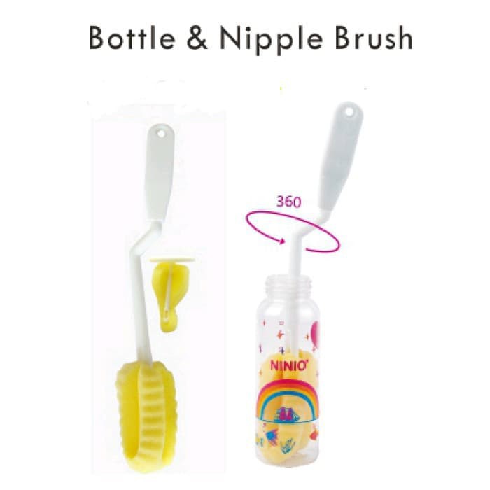 Ninio Baby Bottle &amp; Nipple Brush - Sikat Spon Botol Susu Dot Bayi