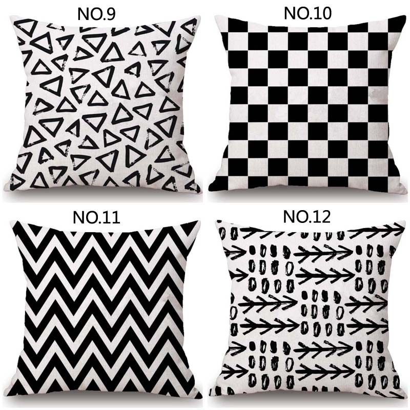 Hitam Putih Geometris Sofa Cushion Bantal Mobil Bantal 