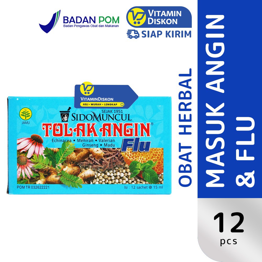 Sidomuncul Tolak Angin Cair Flu 1 Box (12 Pc) | Obat Herbal Masuk Angin, Gejala Flu, Pilek Dan Batuk