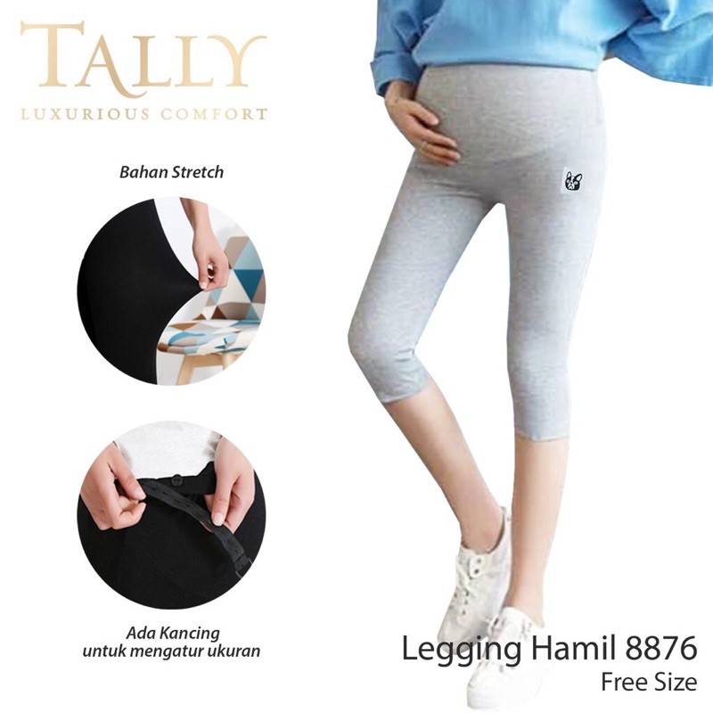 TALLY CELANA LEGGING HAMIL 8876 (ADA KANTONG PERUT) I FREE SIZE | PANJANG 3/4