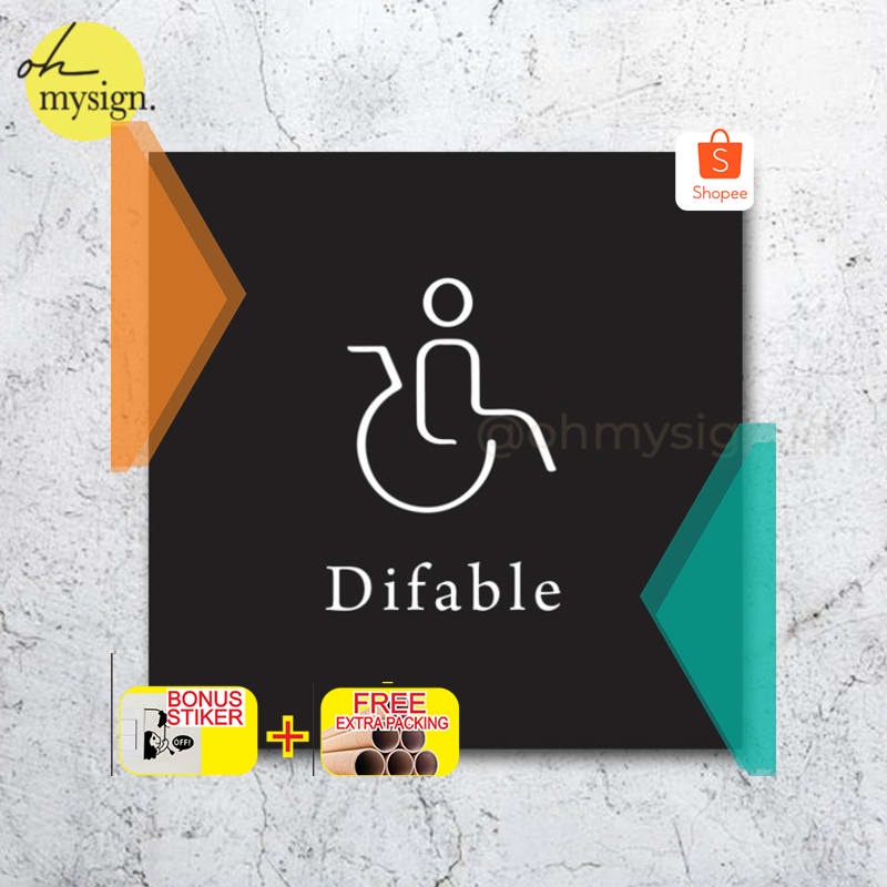 

Murah Sign Toilet Difabel sign Akrilik | Acrylic Sign Modern | Sign Board UV - Hitam 10x10 Elegan