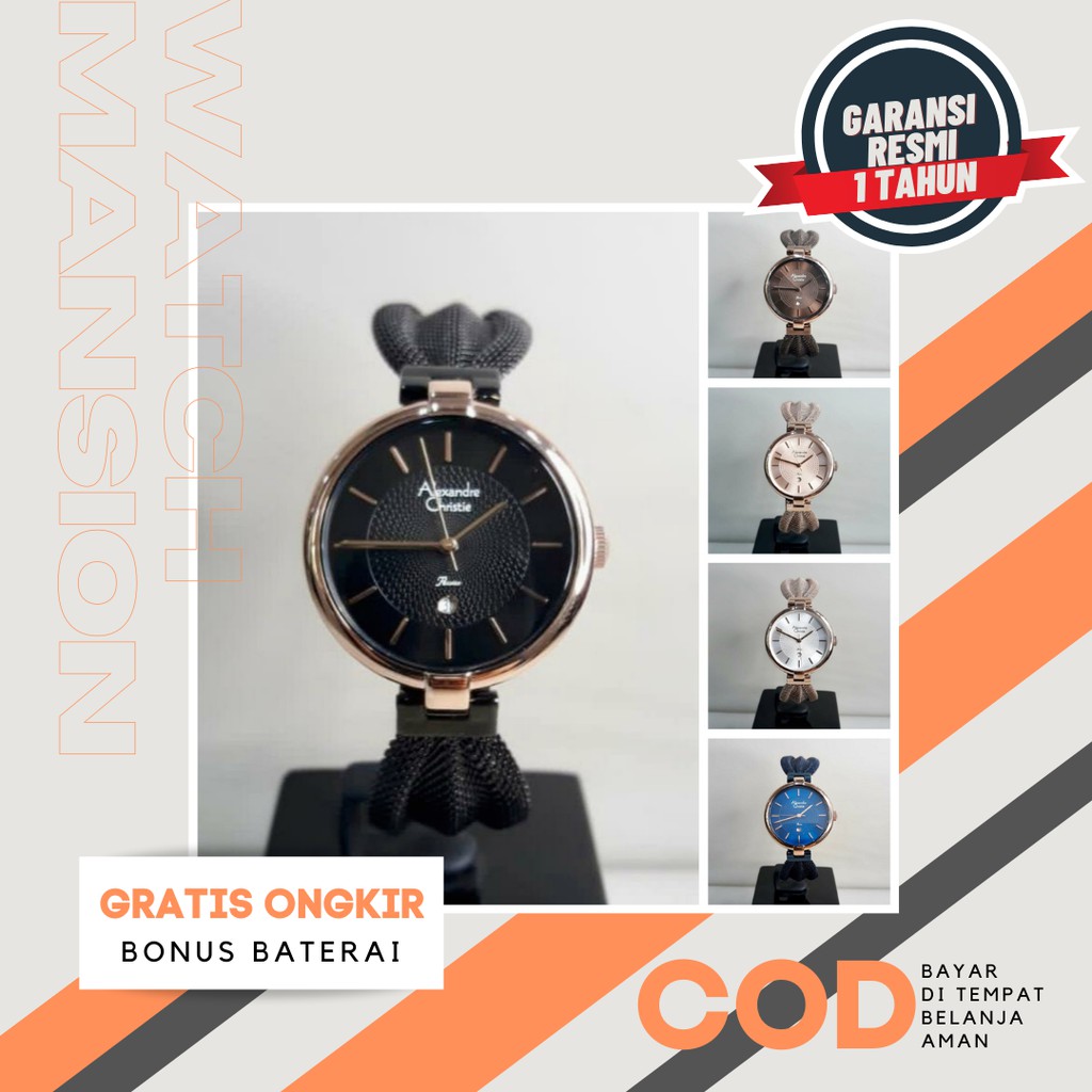 JAM TANGAN WANITA ALEXANDRE CHRISTIE 2872 AC2872 STAINLESS STEEL ORIGINAL GARANSI 1 TAHUN