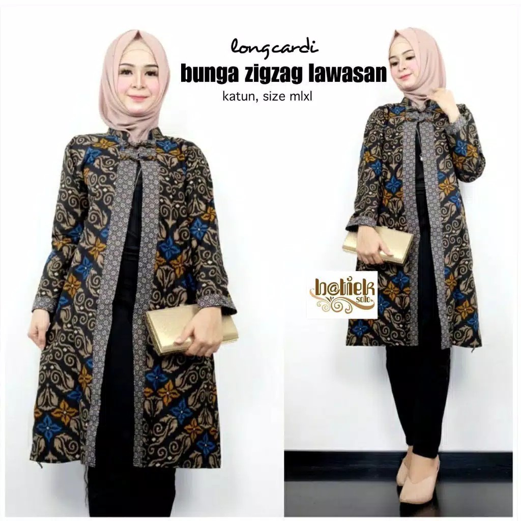 LONGCARDI BUNGA LAWASAN ZIGZAG ALUNA CARDIGAN BATIK CANTIK KARDIGAN BATIK KANTOR SERAGAM BATIK CARDI