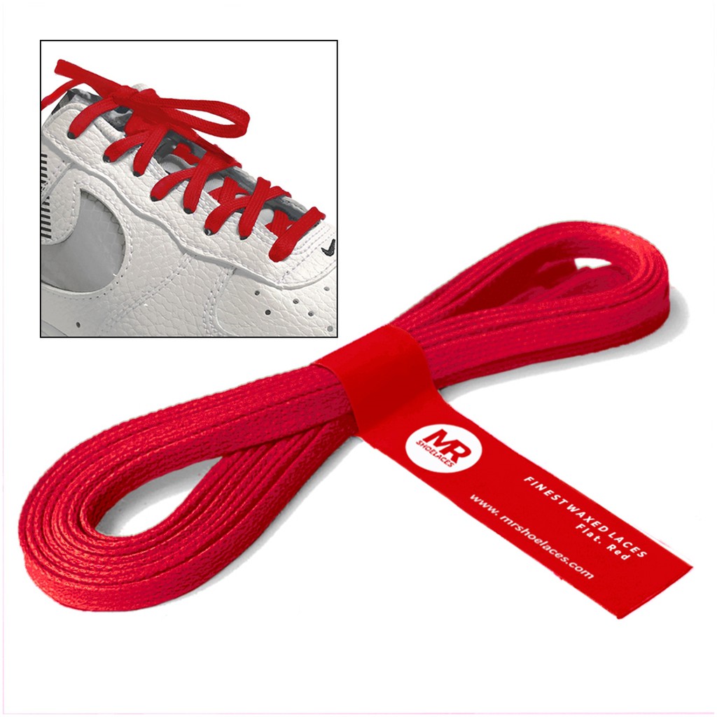 MR Shoelaces FA19 Red (Merah) Tali Sepatu Lilin 5mm Gepeng Flat Pipih (Waxed Laces) 90cm 100cm 120cm 150cm 200cm - Premium Shoelace