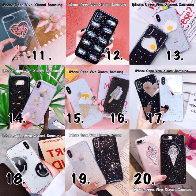 Glitter Case IPHONE OPPO VIVO XIAOMI SAMSUNG A7 A9 2018 Y91 Y95  S10 S10+ Redmi 5a 6a 4x V15 Y93 F11