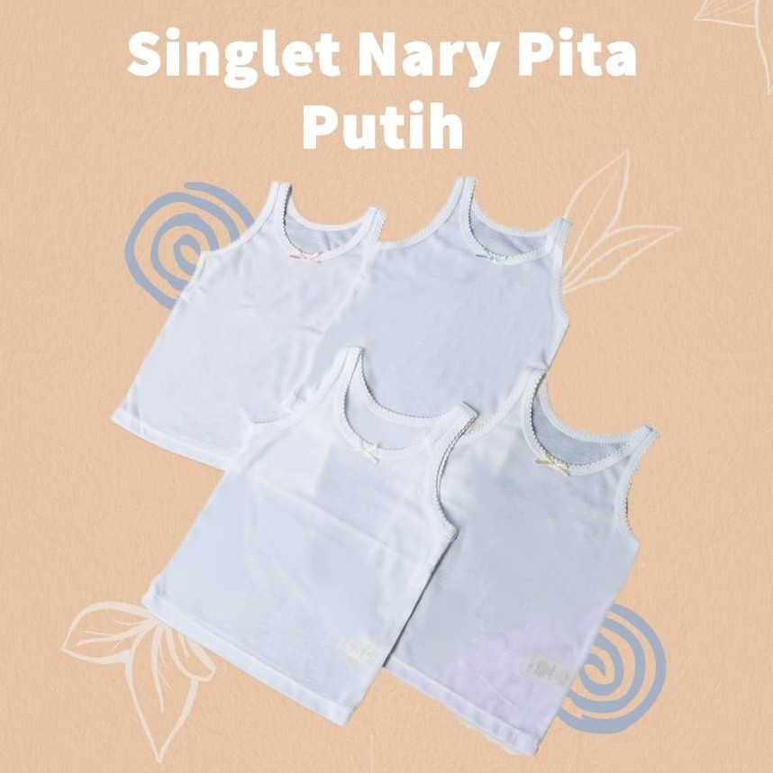 Nary Singlet Warna Putih Pita untuk Bayi dan Anak