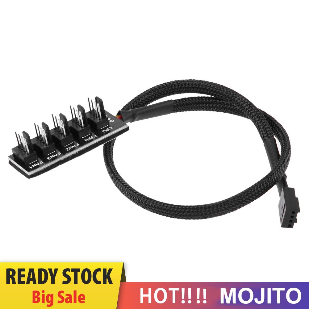 MOJITO Host Case PC Cooler Cooling Fan Power Cable 1 Female to 5 Male 4Pin Socket