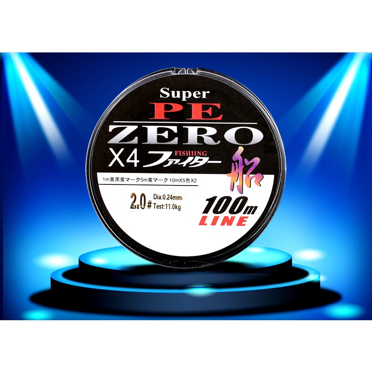 Zero Senar Benang Tali Pancing Super PE 4 Braid Line 0.8 100 Meter