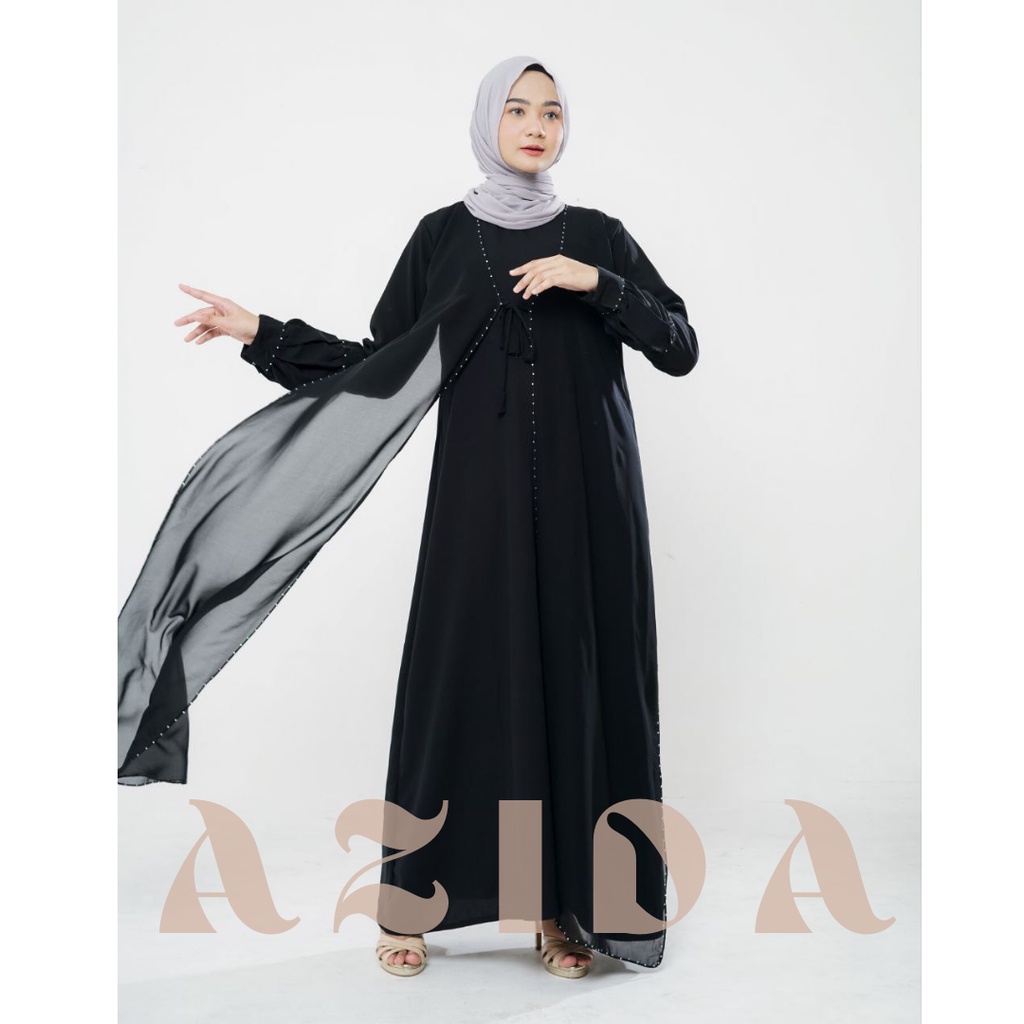 Abaya Hitam Kombinasi Sifon Bahan Jetblack Premium Abaya Remaja Kekinian Gamis Perempuan Dewasa