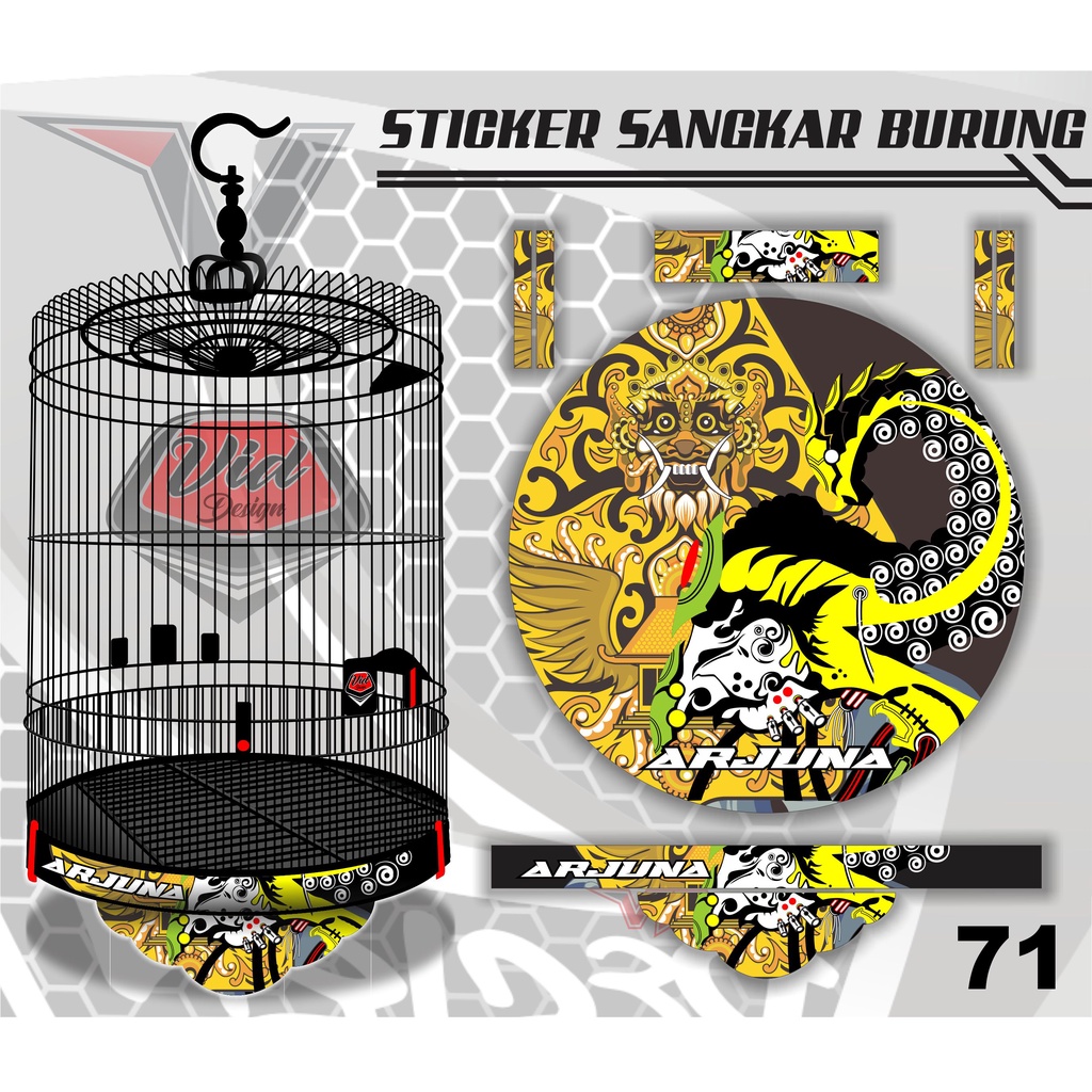 Stiker Dekal sangkar murai Decal kandang oriq jaya No. 1 2 3 dan 4 / motif WAYANG ARJUNA