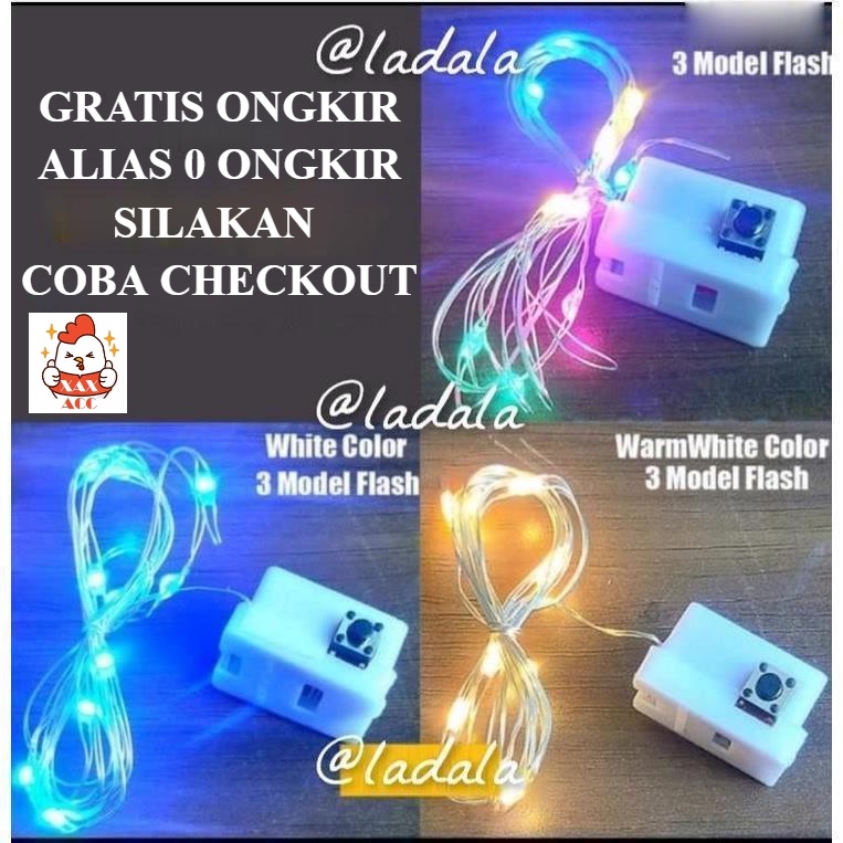 1Meter Lampu Tumblr LED Kawat Hias Dekorasi / Fairy Light Dengan Baterai Strip 1 Meter 1m 1mtr 100cm Grosir Harga Murah Hiasan Boneka Boba Anak Bunga