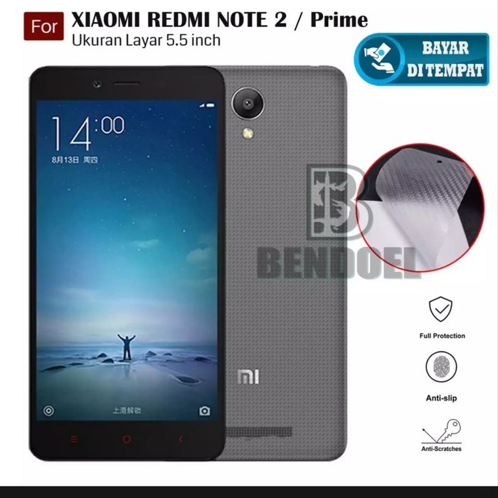 SKIN CARBON GARSKIN XIAOMI REDMI NOTE 2 ANTI GORES BELAKANG - BC