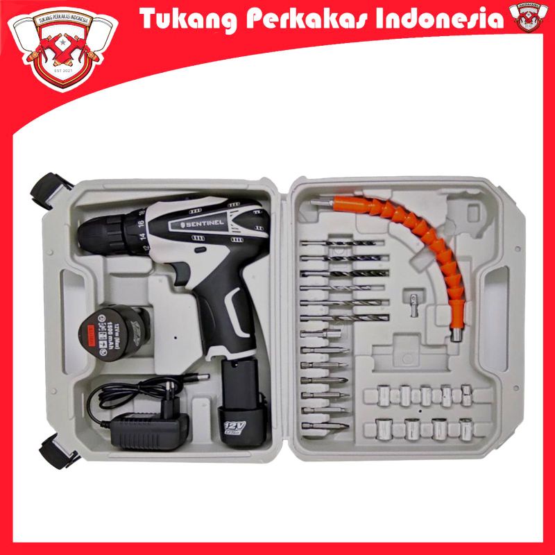 Paket Mesin Gerinda Baterai 20 volt Dan Bor cordless 12 volt Sentinel Japan