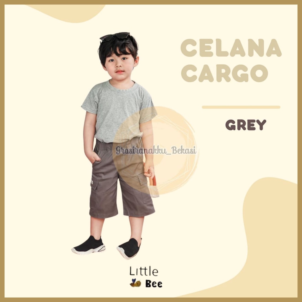 Celana Anak Cargo Pendek Littlebee Abutua Size 1-5Tahun