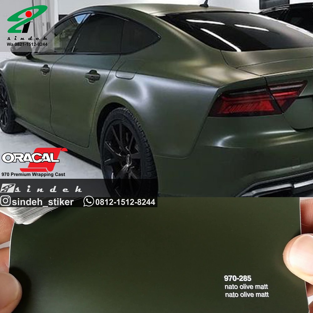 sticker mobil wrapping oracal premium 970 285 NATO OLIVE Green Army stiker mobil hijau armi Top