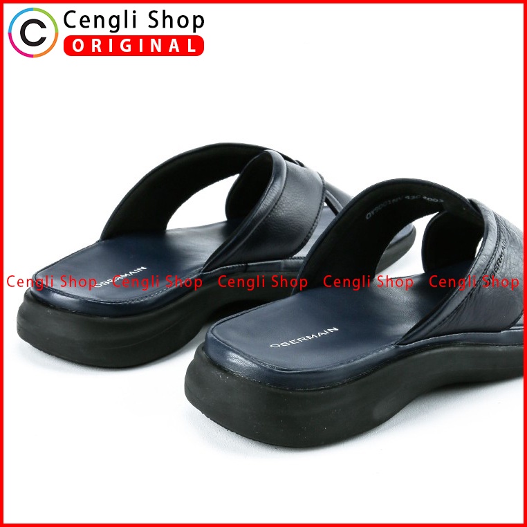 SANDAL OBERMAIN PRIA ORIGINAL CASUAL KULIT ASLI TERBARU BIRU NAVY OM01