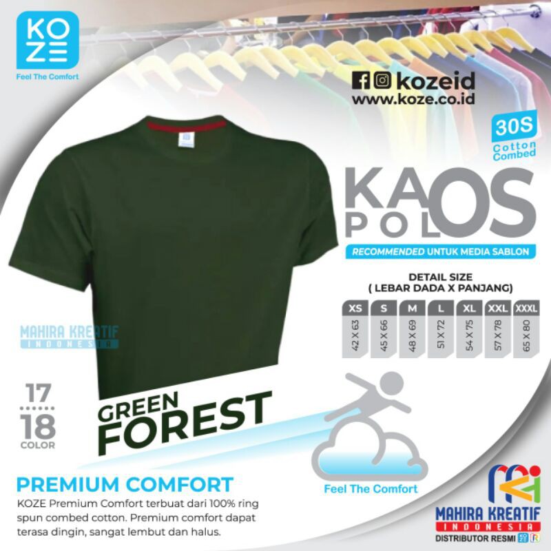 kaos baju t-shirt green forest green unisex