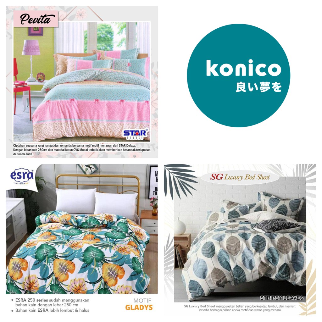 KONICO kain Katun sprei Meteran Motif BUNGA GLADYS Tabur