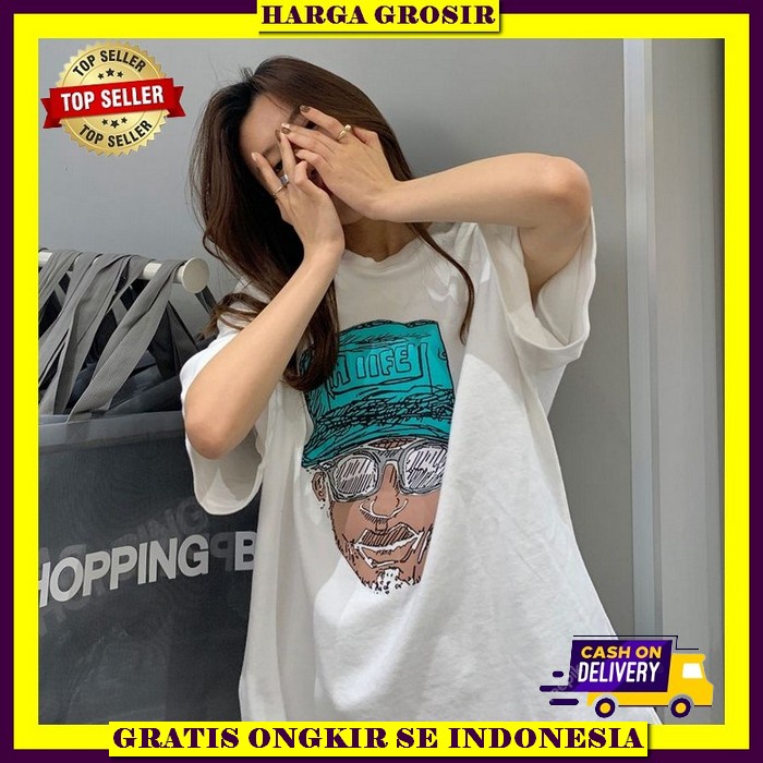 Baju Santai Cewek Shirt Oblong Kaos Wanita Terbaru Baju Oversize Perempuan Outfit Remaja Fashionable