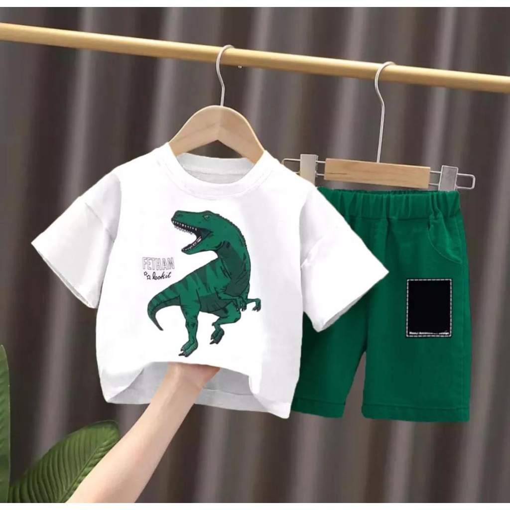 BAYAR DITEMPAT/SETELAN ANAK TERBARU/SETELAN DINO TREX TERBARU 1-5 TAHUN