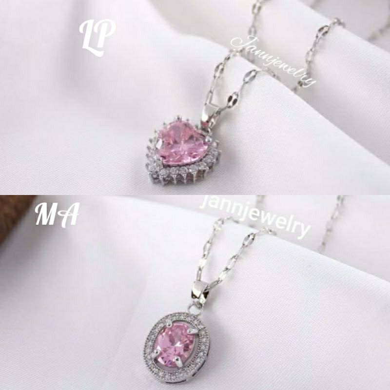 kalung titanium ladyday liontin permata uk 45-50cm KT-23