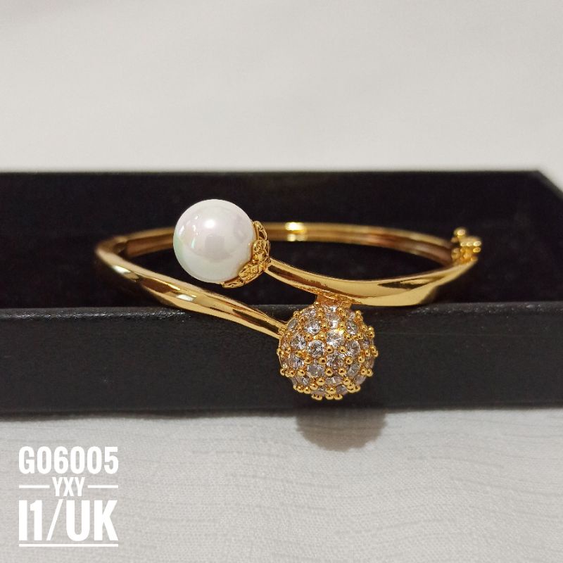 Gelang Bangle Yaxiya Bola Zircon Mutiara G06005