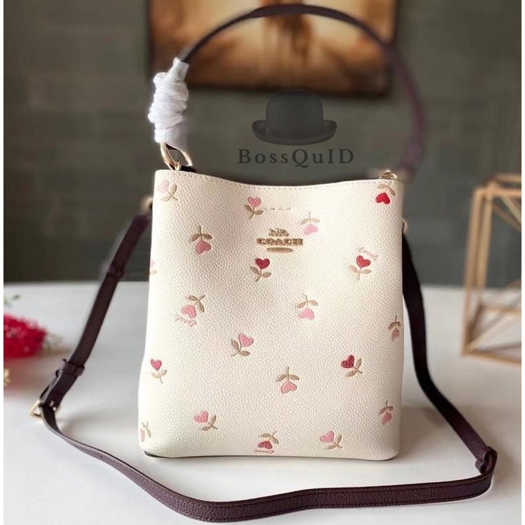 Coach Small Town Bucket Bag With Heart Floral Print