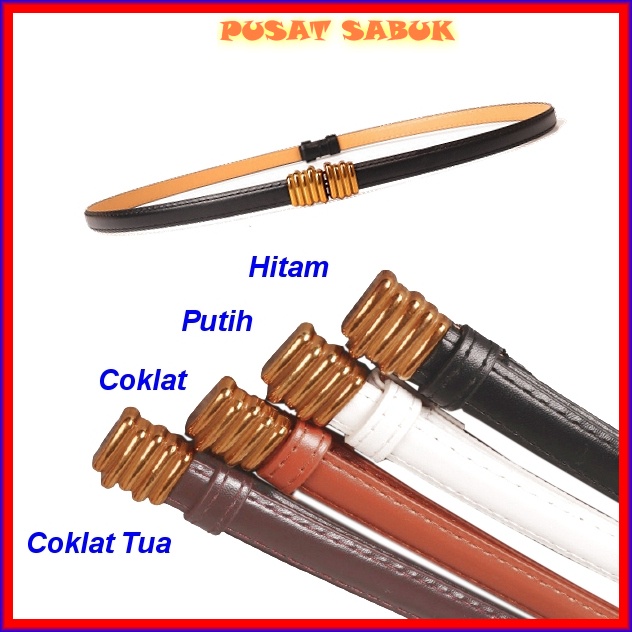 Gesper Tali Belt Sabuk Ikat Pinggang Kulit Kecil Wanita Kekinian Baru Import Grosir Obi Fashion Aksesoris Murah cewek Mewah Ban praktis model adjustable pesta korea kepang elastis Cantik Ramping Hitam Putih ibu karet mini