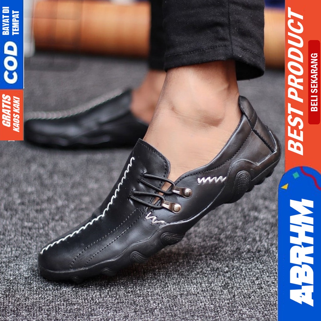 Abrhm Knit - Sepatu Formal Pria Pantofel Kulit Asli