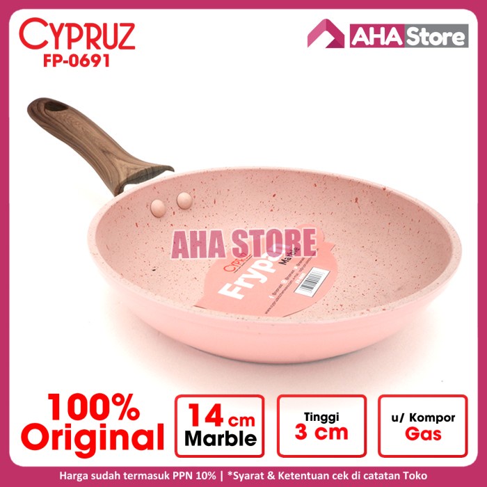 teflon Cypruz Fry Pan marble Wajan Penggorengan Mini 14 cm FP-0691 - Normal set termurah maxim terla