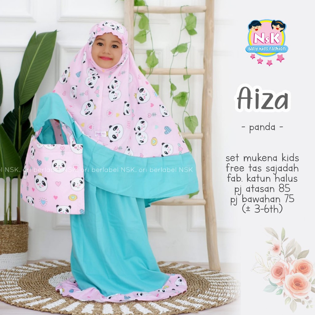 COD Setelan Mukena Anak Bahan Katun Halus Free Tas Sajadah Aiza Set_Kiddos Kids