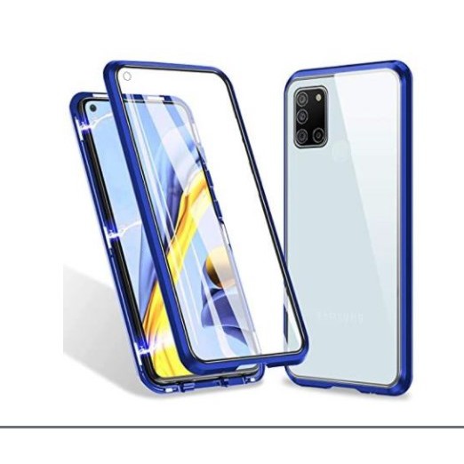 Casing Samsung A21s Magnetic Aluminium Double Glass Dua Kaca