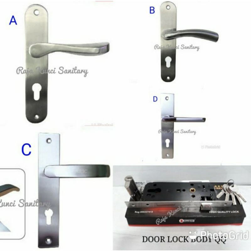 Paket Lengkap Handle Pintu Standar/Besar/Stainless Stell/Handle Pintu/Pegangan Pintu/Gagang Pintu