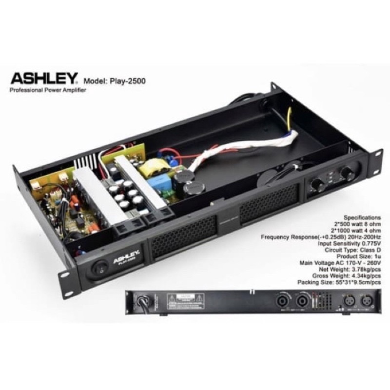 Power amplifier ashley play 2500 class D produk original 2000 watt 4 ohm
