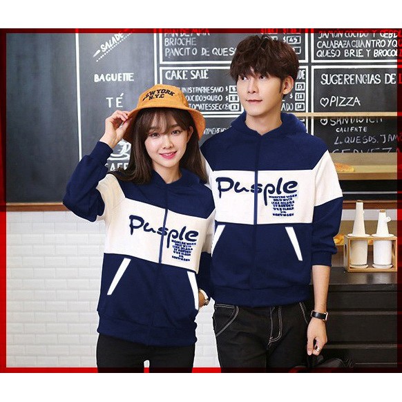 FMJ 302 Jaket Hoodie Couple Cp Jkt Pusple Navy Baju Pakaian Pasangan Cowok Cewek Pacar Babytery Lucu