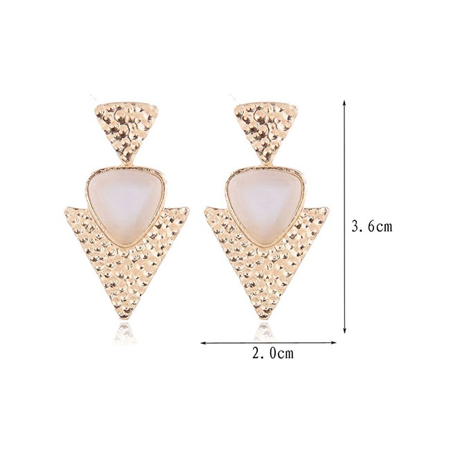 LRC Anting Tusuk Fashion Gold Metal Geometric Stud Earrings A59769