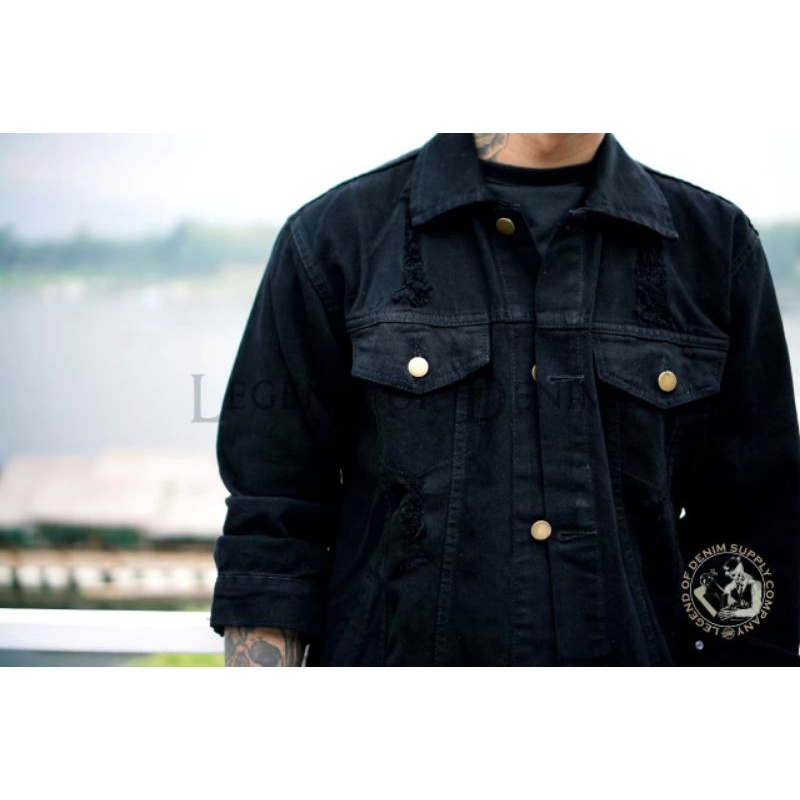 Jaket jeans sobek legend of denim