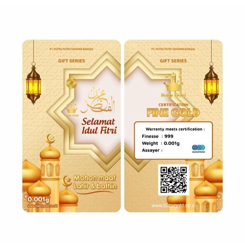 Baby Gold Idul Fitri Emas Mini Gold Logam Mulia 24 Karat