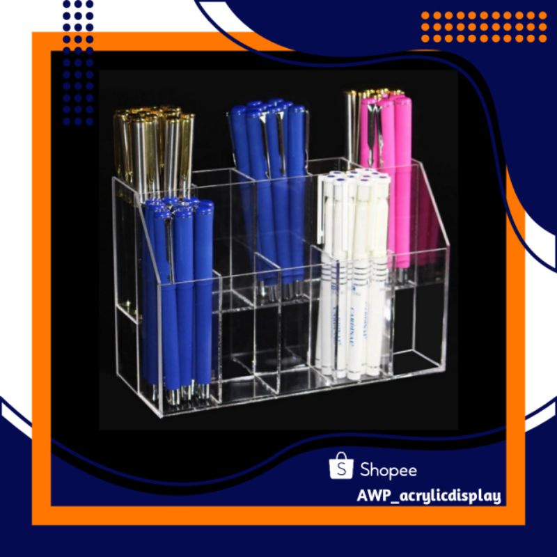 

Acrylic tempat pensil 2 susun bening