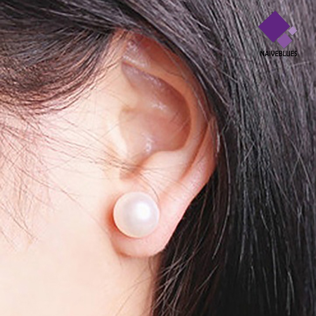 Anting Stud Desain Mutiara Bahan Alloy Silver Tahan Lama Gaya Klasik Untuk Wanita