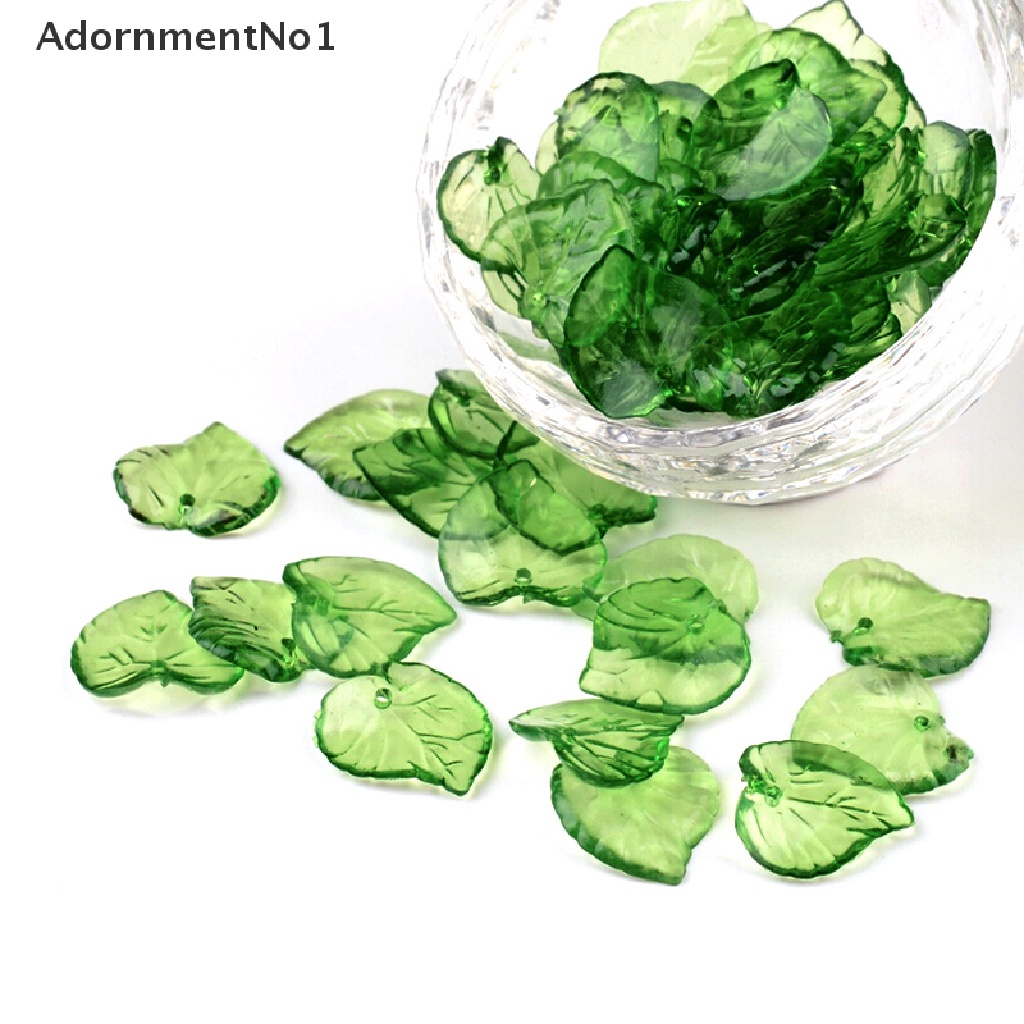 (AdornmentNo1) 100pcs / Lot Liontin Daun Hijau Transparan Bahan Akrilik Untuk DIY Perhiasan