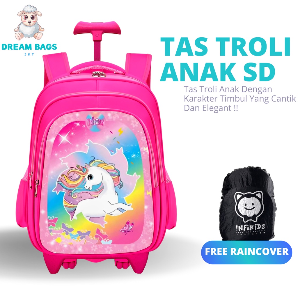 Dream Bags Tas Koper Anak Perempuan Import Karakter TIMBUL Tas Sekolah Anak SD Troli Anak Perempuan Tas Trolley Anak