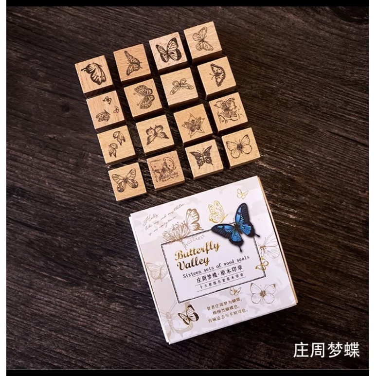 

ECER wooden rubber stamp butterfly / stemple kayu karet for scrapbook journal journaling