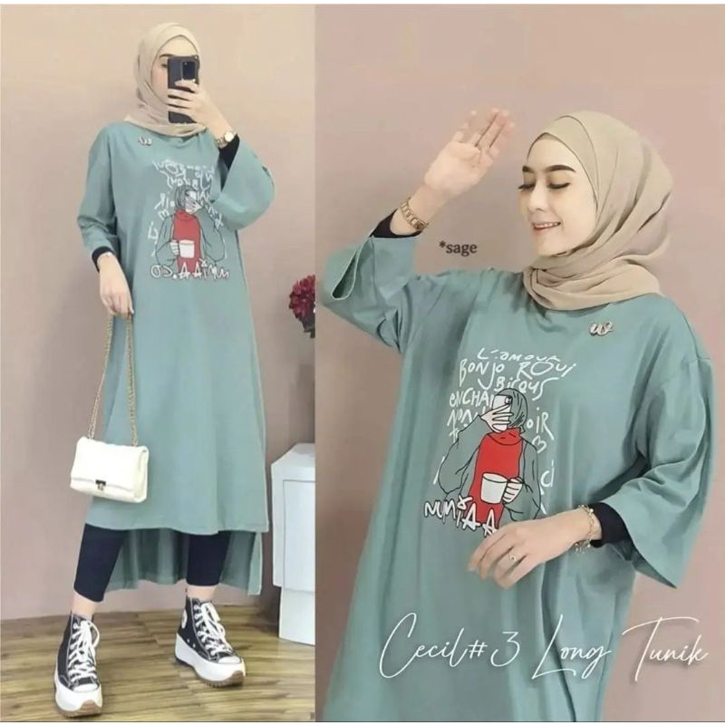 Terbaru Cecil Midi Dress Import Long Dress Wanita Catton Combed 24s Premium Baju Dress Wanita Terbar