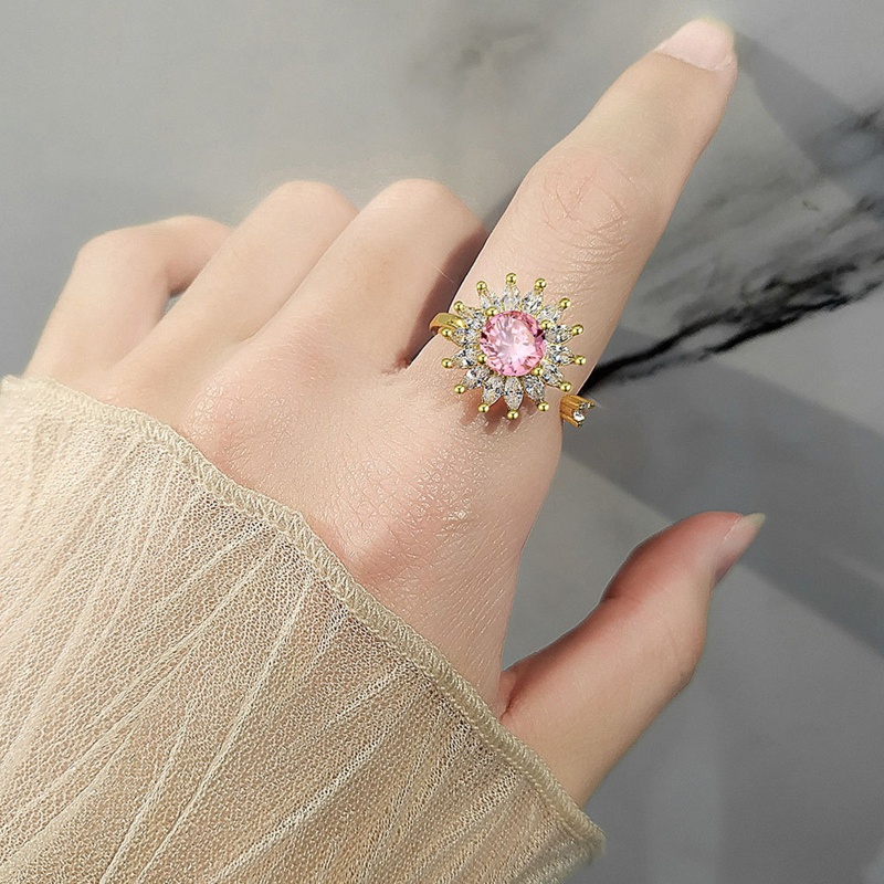 Siy Cincin Jari Telunjuk Wanita Desain Bunga Rotasi Adjustable Untuk Hadiah