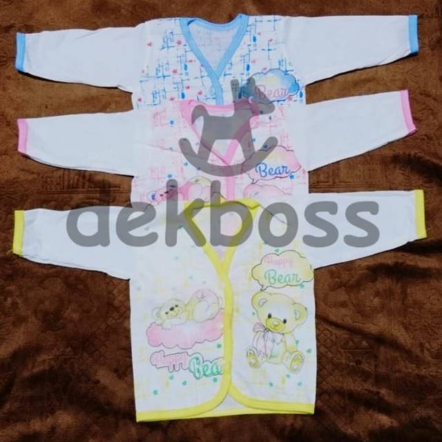 Baju bayi lengan panjang kancing depan katun new born pakaian bayi baru lahir laki laki perempuan 0 3 6 12 bulan