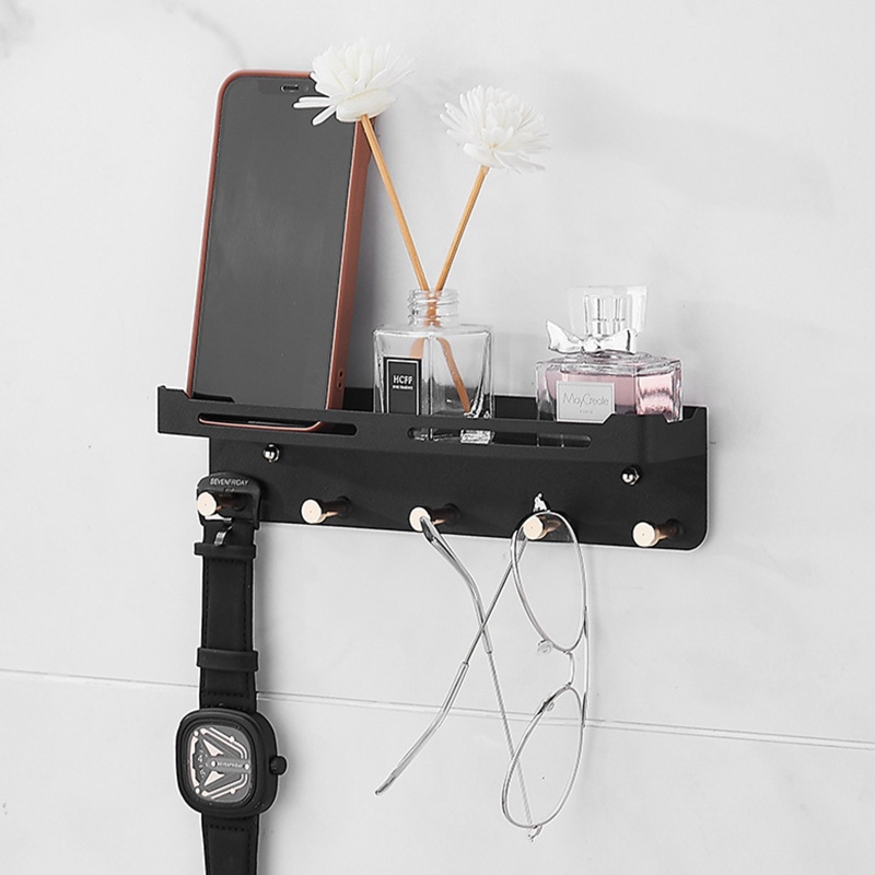 Rak Holder Penyimpanan Kunci Model Wall Mount Dengan Kait Untuk Kamar Mandi