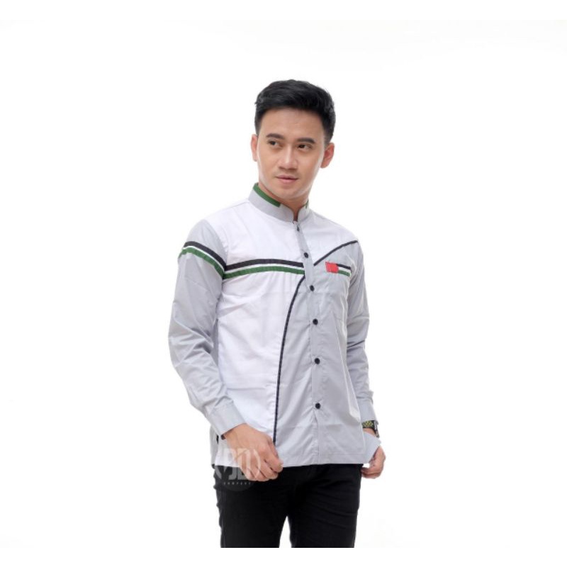 BAJU KOKO PALESTINA DEWASA || BAJU KOKO GUS AZMI SYUBBANNUL MUSLIMIN AZZAHIR-Putih Abu