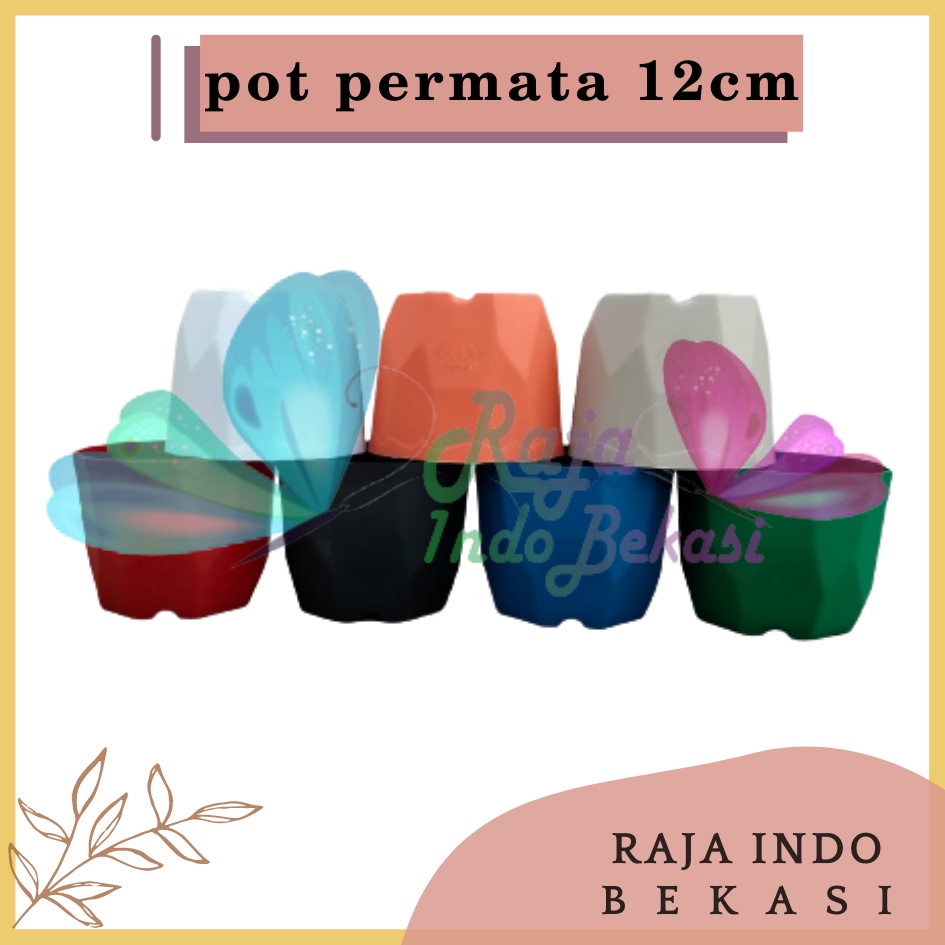 Rajaindobekasi Pot Permata 12 Da 10.5cm Putih Merah Biru Hijau Ivory Pot Kaktus Mini Murah Bkn Pot Tawon 10 12