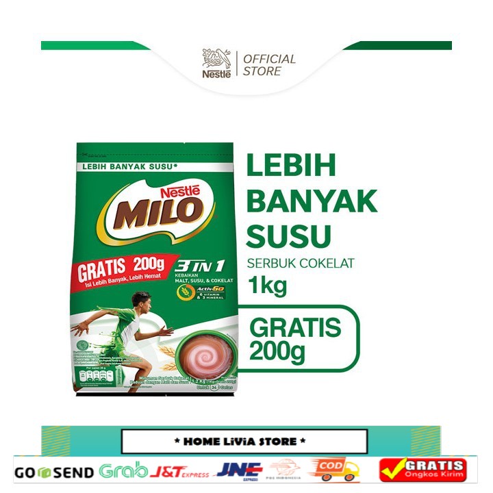 

Milo Activ-Go Susu Bubuk Rasa Cokelat 1 kg + Milo Activ-Go Susu Bubuk Rasa Cokelat 200 gr